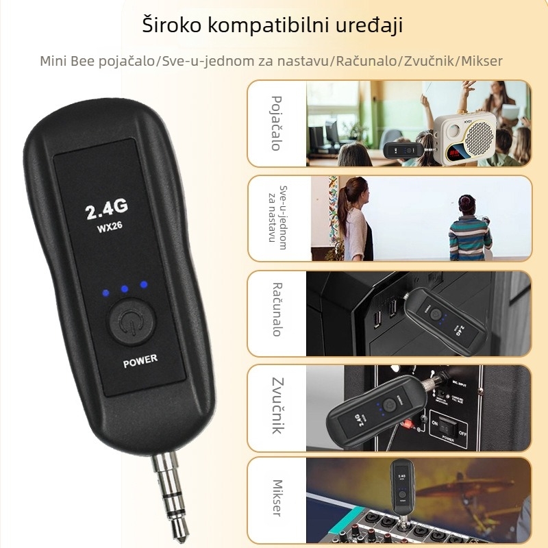 Lavalier mikrofon uz pojačalom i mikserom za scenu, model G-244, frekvencijski raspon 20 Hz–20 kHz, SNR ≥75 dB, nominalna snaga 2
