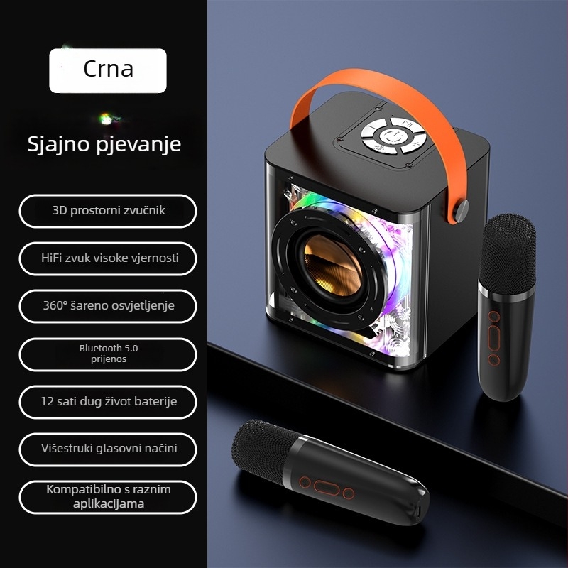 Novo Bluetooth karaokes zvučnik s ugrađenim mikrofonom – prenosni vanjski karaoke sustav