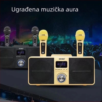 SD309 Karaoke sustav sve-u-jednom s ugrađenim mikrofonom, Bluetooth stereo, povezan s TV-om i telefonom — baterija 4000–6000 mAh; frekvencijski odziv 100 Hz–20 kHz; SNR ≥70 dB; nazivna snaga 20 W; trajanje baterije 3–6 sati
