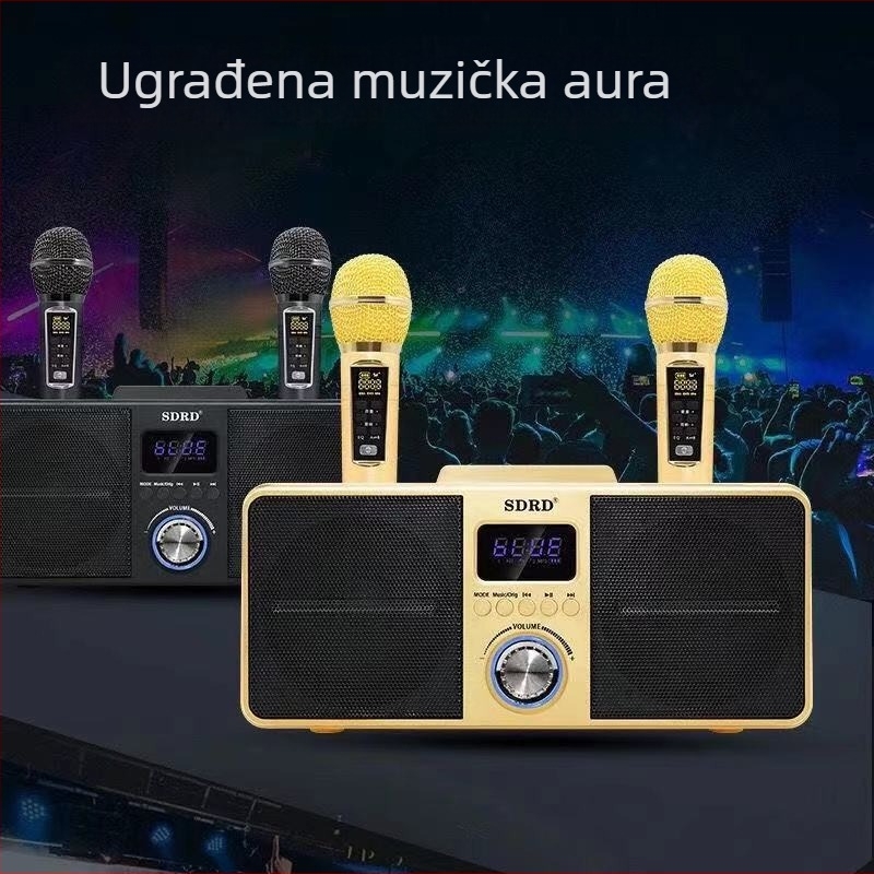 SD309 Karaoke sustav sve-u-jednom s ugrađenim mikrofonom, Bluetooth stereo, povezan s TV-om i telefonom — baterija 4000–6000 mAh; frekvencijski odziv 100 Hz–20 kHz; SNR ≥70 dB; nazivna snaga 20 W; trajanje baterije 3–6 sati