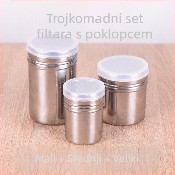Posuda za posipavanje praška s poklopcem i ultrafinom mrežicom