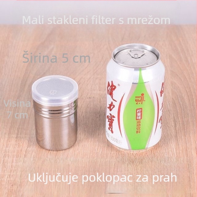 Posuda za posipavanje praška s poklopcem i ultrafinom mrežicom