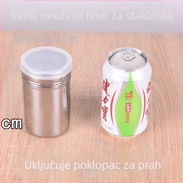 Posuda za posipavanje praška s poklopcem i ultrafinom mrežicom