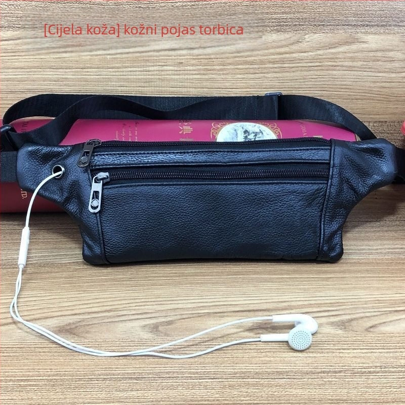 Muška torbica za pojas od kože prvog sloja, velika kapaciteta, višefunkcionalna, crossbody za posao