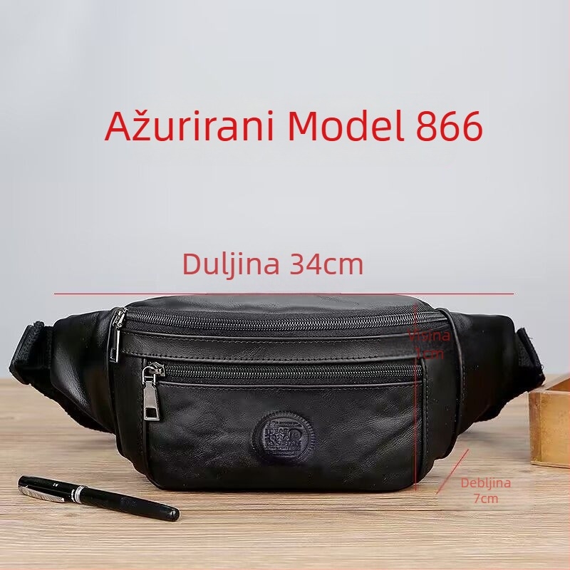 Muška torbica za pojas od kože prvog sloja, velika kapaciteta, višefunkcionalna, crossbody za posao