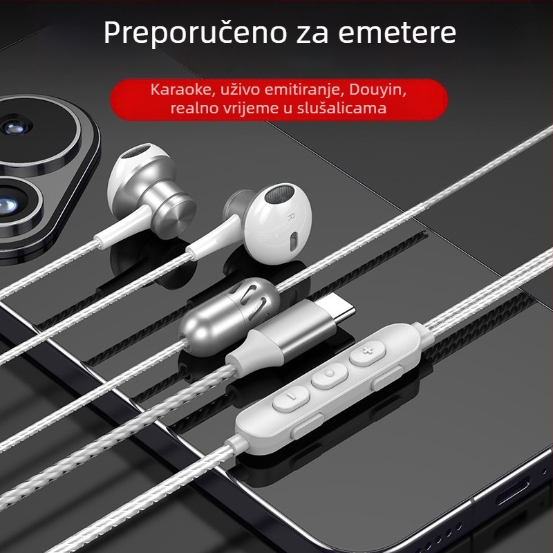 Kablirana zvučna kartica za slušalice s mikrofonom, za live snimanje i karaoke, redukcija šuma, visokokvalitetan zvuk, snimanje iz svih smjerova, nominalna snaga 5W