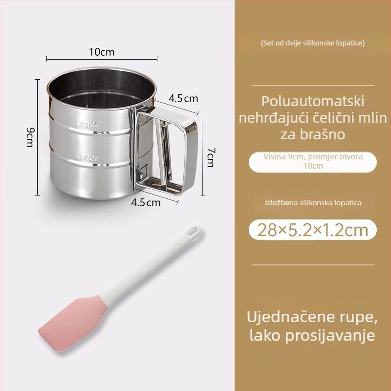 Sitač za brašno od 410 nehrđajućeg čelika, ručni poluautomatski alat za pečenje, broj artikla AL1010835005, stil moderni minimalistički