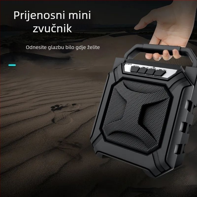 Bluetooth prijenosni zvučnik za vanjsku upotrebu, Bluetooth 5.0, 40Hz–20kHz, SNR ≥75dB, ugrađena baterija 1000–1200mAh, 5W