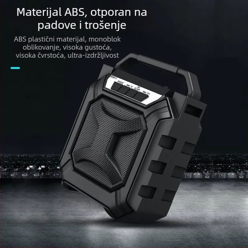 Bluetooth prijenosni zvučnik za vanjsku upotrebu, Bluetooth 5.0, 40Hz–20kHz, SNR ≥75dB, ugrađena baterija 1000–1200mAh, 5W