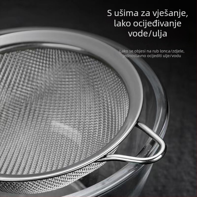 Nehrđajuće čelično kuhinjsko sito s finom mrežom — zaštita od opeklina, s jednim kukom, moderni minimalistički dizajn, podrijetlo Yiwu