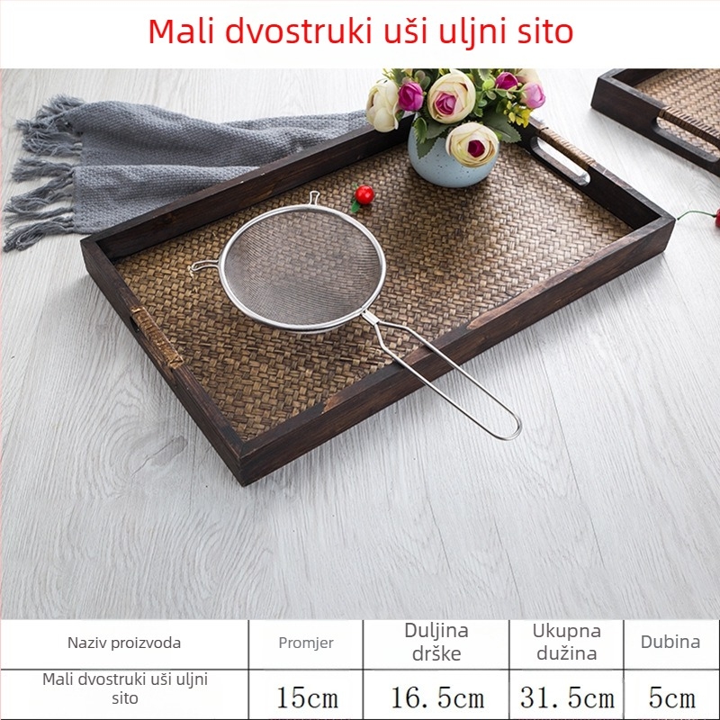 Hengjia nehrđajući čelik kuhinjsko sito s dvostrukim držalom – odvajač ulja, filtr za sokove, sojino mlijeko i čaj s mlijekom