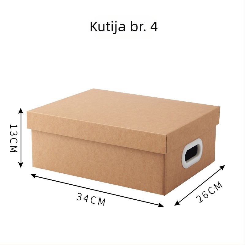 Kutija za skladištenje od kraft papira s poklopcem, sklopiva, kapacitet 2 L, za obuću, donje rublje i džempere, moderni minimalistički stil