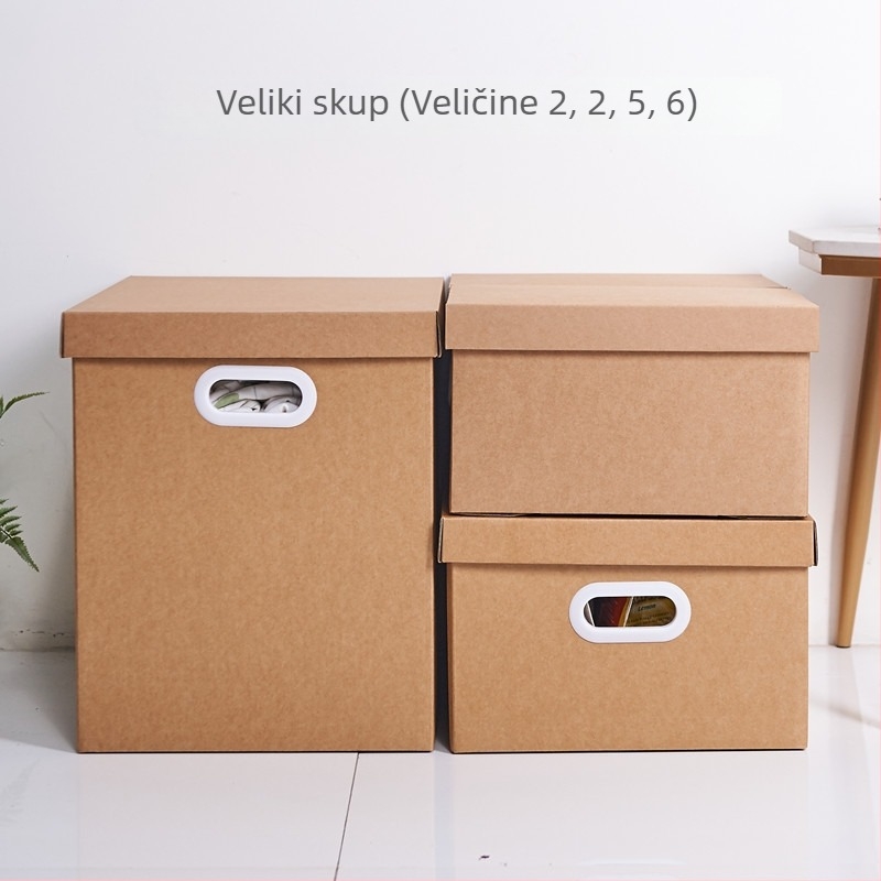 Kutija za skladištenje od kraft papira s poklopcem, sklopiva, kapacitet 2 L, za obuću, donje rublje i džempere, moderni minimalistički stil