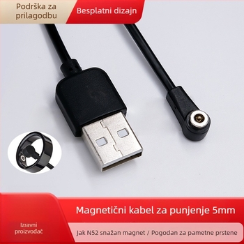 5mm magnetski kabel za napajanje s kosim završetkom, zamjenjivi muški i ženski krajevi, za pametne naočale, Bluetooth slušalice, satove, maske za oči i masažere (Model: 5mm magnetski kabel za napajanje)