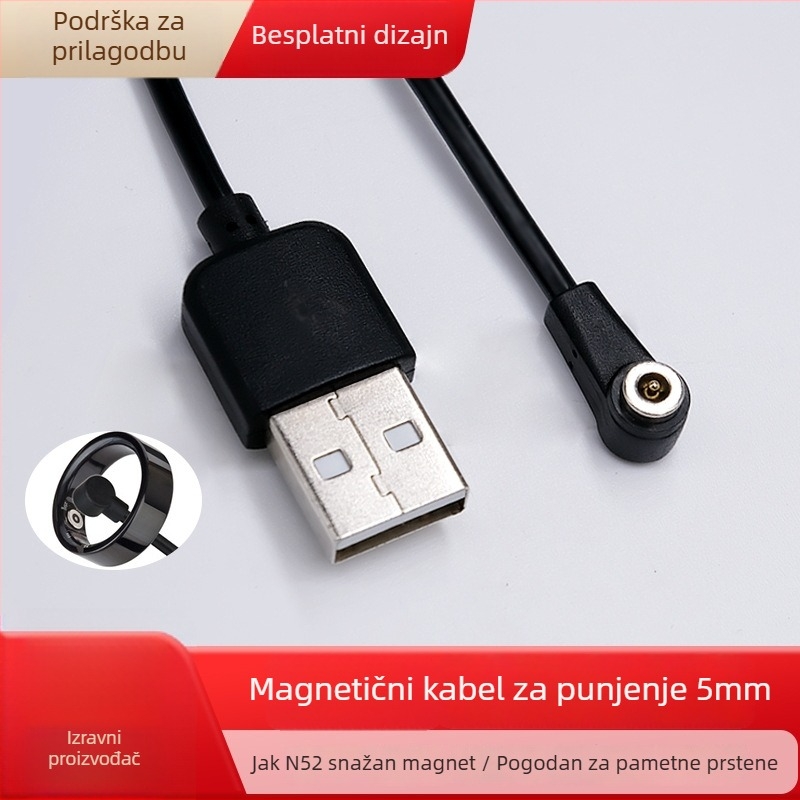 5mm magnetski kabel za napajanje s kosim završetkom, zamjenjivi muški i ženski krajevi, za pametne naočale, Bluetooth slušalice, satove, maske za oči i masažere (Model: 5mm magnetski kabel za napajanje)