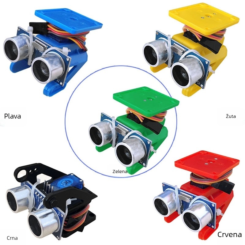 Keyes Ultrazvučni Modul Za Izbjegavanje Prepreka Za Mikro Kontrolni Pametni Auto, PTZ Set Sa Servo Motorom i Držačem — Za Igračke i Robote Pametnih Automobila, Serija RT