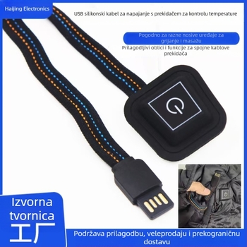 Prilagođeni USB kabel za punjenje s silikonskim prekidačem za kontrolu temperature, pleteni kabel za punjenje, univerzalno, jednostrani konektor, 2A