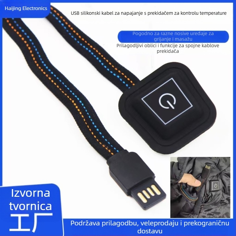 Prilagođeni USB kabel za punjenje s silikonskim prekidačem za kontrolu temperature, pleteni kabel za punjenje, univerzalno, jednostrani konektor, 2A