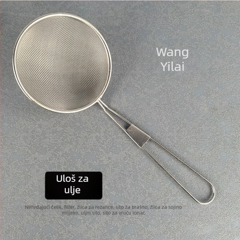Nehrđajući čelični skimmer i sito s finom mrežom za ulje i tekućine — ne-magnetni čelik, zaštita od opeklina, moderni minimalistički dizajn, model T325