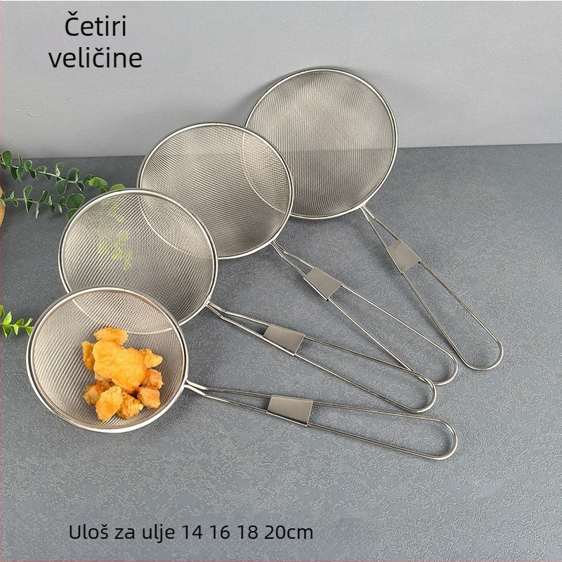 Nehrđajući čelični skimmer i sito s finom mrežom za ulje i tekućine — ne-magnetni čelik, zaštita od opeklina, moderni minimalistički dizajn, model T325