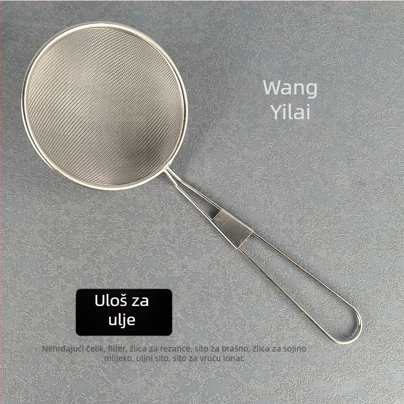 Nehrđajući čelični skimmer i sito s finom mrežom za ulje i tekućine — ne-magnetni čelik, zaštita od opeklina, moderni minimalistički dizajn, model T325