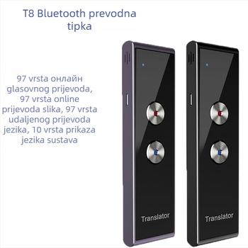Prijenosni Bluetooth APP prevoditelj, model T8, prijevod na više jezika u realnom vremenu, metalno kućište, domet 5–10 m