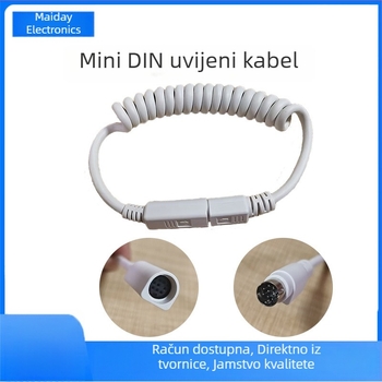 Mini DIN kabel, 8‑žični teleskopski kabel za podatke i napajanje, vodootporan