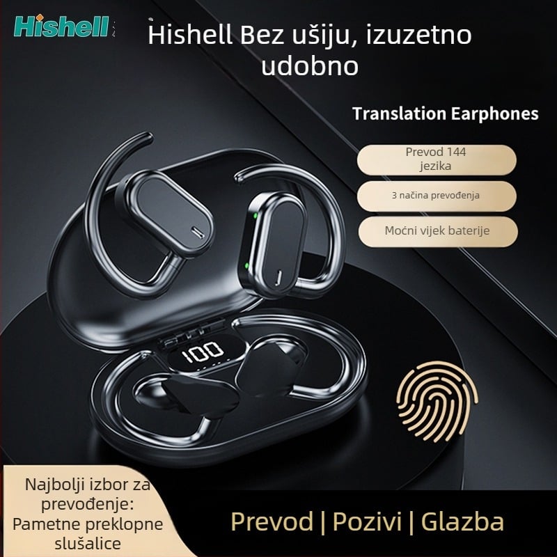 Slušalice za prijevod s glasovnim prijevodom – Android, Bluetooth, doseg 10 m, dodirni upravljač, foto i glasovni prijevod
