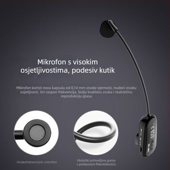JYX bežični headset mikrofon s 1–4 pojačalom, Little Bee — ugrađena baterija 300–500 mAh, trajanje baterije 3–6 h, Bluetooth 2.0, SNR < 60 dB
