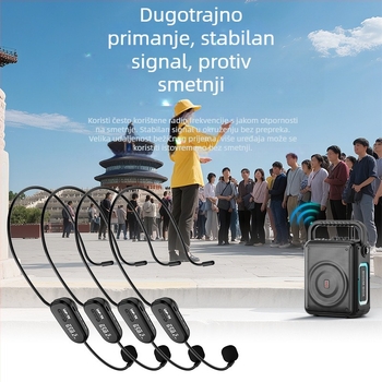 JYX bežični headset mikrofon s 1–4 pojačalom, Little Bee — ugrađena baterija 300–500 mAh, trajanje baterije 3–6 h, Bluetooth 2.0, SNR < 60 dB