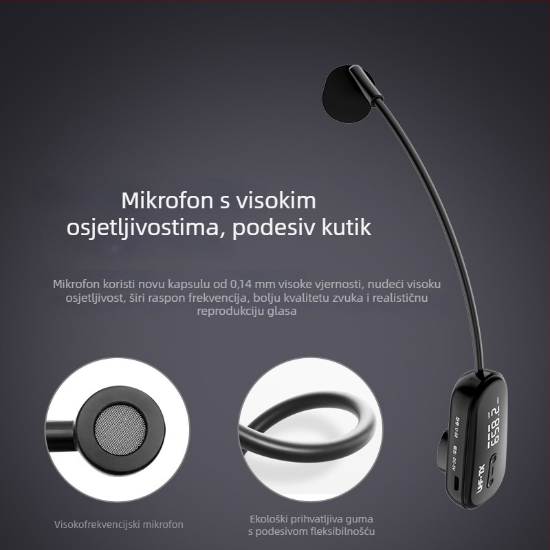 JYX bežični headset mikrofon s 1–4 pojačalom, Little Bee — ugrađena baterija 300–500 mAh, trajanje baterije 3–6 h, Bluetooth 2.0, SNR < 60 dB