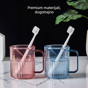 Čaša za ispiranje usta i čašica za četkicu za zube – nordijski minimalistički dizajn s prugama, PP materijal, model 150, brend Happy Home Furnishing, kućna uporaba