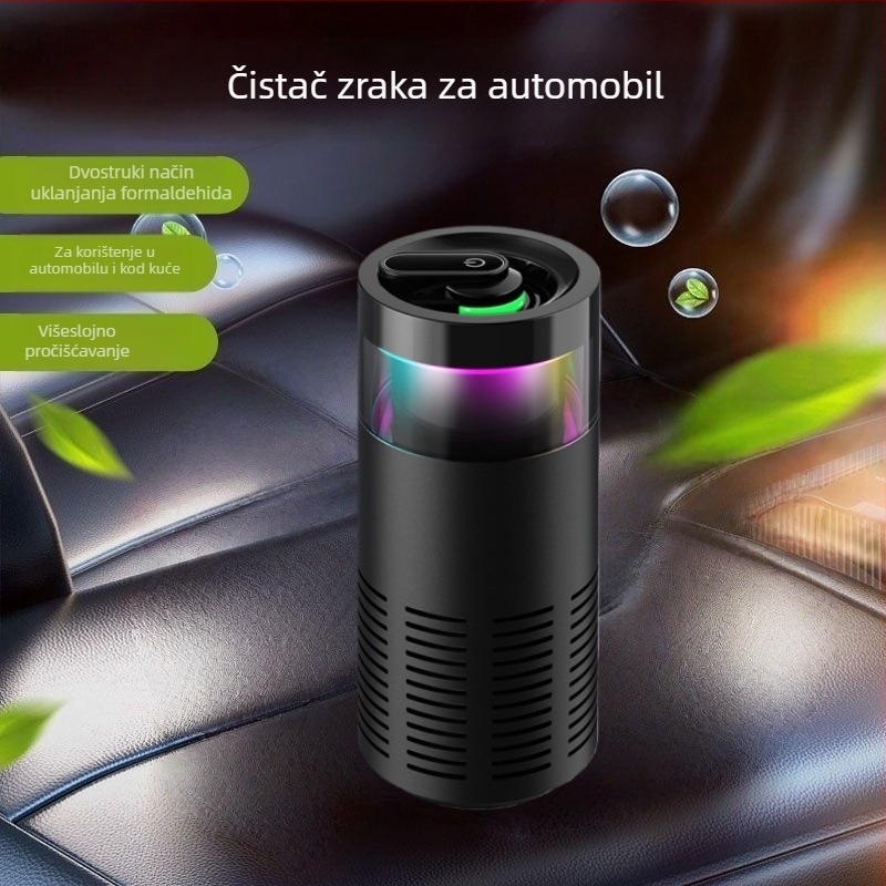 Automobilski uređaj za pročišćavanje zraka s HEPA kompozitnim filtrom i negativnim ionima — Model K-3, USB napajanje, 2W, koncentracija 500, pogodno za do 10 m²
