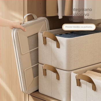 Kutija za skladištenje odjeće, pamuk i lan, preklopiva, kapacitet 20–30 L, za nošenje u ruci
