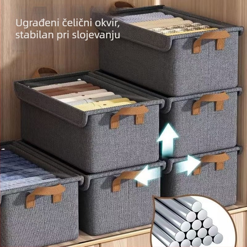 Kutija za skladištenje odjeće, pamuk i lan, preklopiva, kapacitet 20–30 L, za nošenje u ruci