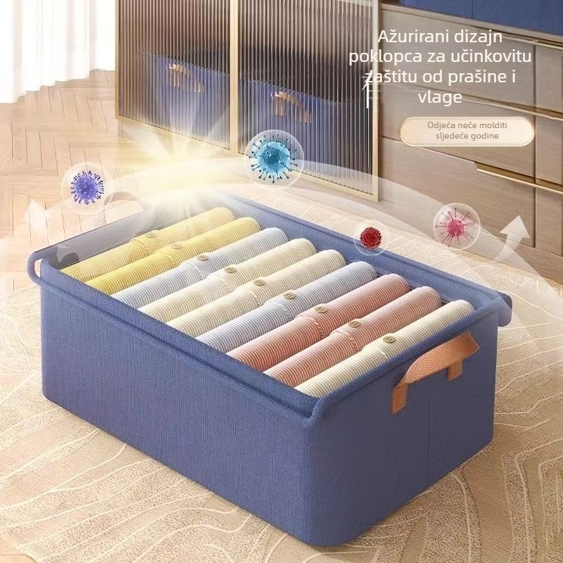 Kutija za skladištenje odjeće, pamuk i lan, preklopiva, kapacitet 20–30 L, za nošenje u ruci