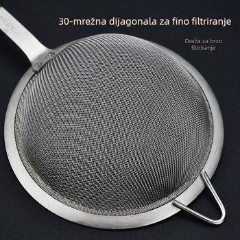 Veliko sito od nehrđajućeg čelika 304 za filtriranje sojinog mlijeka, kaše, soka i brašna; mreža visoke gustoće; s jednim kukom; zaštita od opeklina; mogućnost prilagodbe
