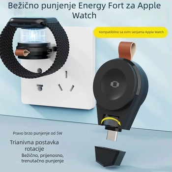 YINFISH punjač za Apple Watch, USB-C sučelje, prijenosni 2-u-1 punjač za Apple Watch