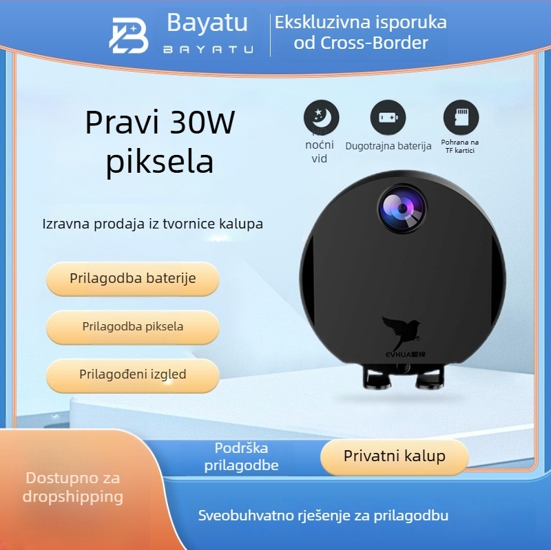 H6 pametna kućna kamera za nadzor, unutarnja i vanjska, Wi‑Fi, 720p HD, domet 10-30 m, treba karticu memorije