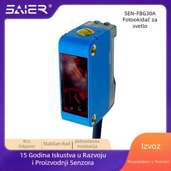 SAIER fotoelektrični prekidač – kvadratni, infracrveni, difuzni odraz, potiskivanje pozadine, domet detekcije 30 cm