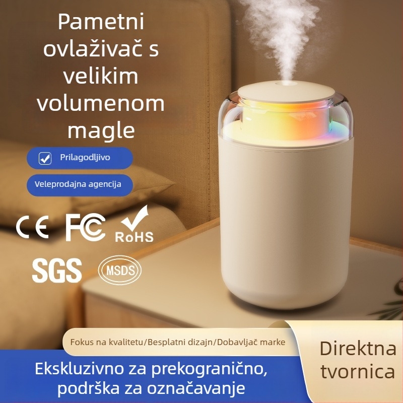 Kućni ovlaživač, kompaktni kolonski dizajn, tih rad, USB napajanje, spremnik 1.0–2.5 L, pokriva 41–60 m²