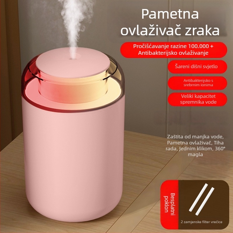 Kućni ovlaživač, kompaktni kolonski dizajn, tih rad, USB napajanje, spremnik 1.0–2.5 L, pokriva 41–60 m²