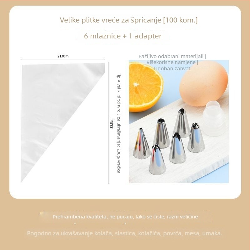 Set vrhova za kremu s školjkastim vrhovima (3, 4, 5, 8, 18 zubi) za ukrašavanje Milk Tea Snow Top