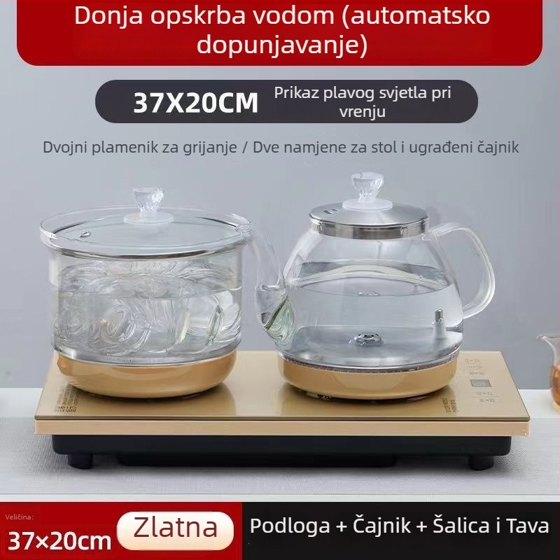 Stakleni električni čajnik, kapacitet 2 L, 1300 W, borosilikatno staklo, dno za grijanje, automatsko isključivanje