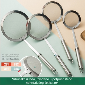 Sito od nehrđajućeg čelika 304 s ravnim dnom – izuzetno fino mreža, dvostruka drška, zaštita od opeklina (304; izuzetno fino mreža; ravno dno; dvostruka drška; zaštita od opeklina)