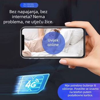 Bez punjenja: kućna Wi‑Fi kamera s noćnim vidom, vanjska 4G bez mreže, daljinsko glasovno nadgledanje