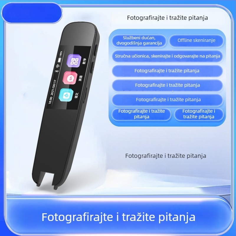 Pametna olovka za čitanje A12 – offline skeniranje i prijevod, rječnik za čitanje, 5V, punjiva litijska baterija, plastično kućište