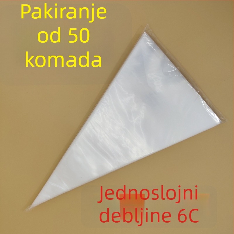 Jednokratna PE vrećica za ukrašavanje, debeľa verzija, za kremu i ukrašavanje torti; pogodna i za hranu za bebe.