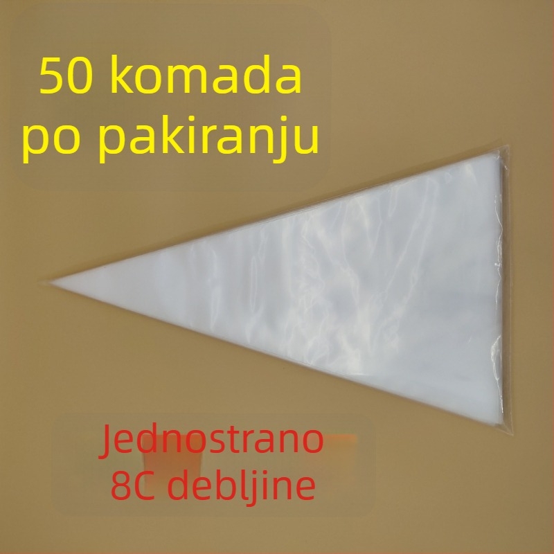 Jednokratna PE vrećica za ukrašavanje, debeľa verzija, za kremu i ukrašavanje torti; pogodna i za hranu za bebe.