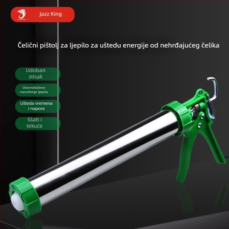 Dvostruko funkcionalni univerzalni pištolj za ljepilo s rotirajućim mehanizmom i automatskim rezanjem ljepila, kućište od nehrđajućeg čelika, za staklena i konstrukcijska ljepila